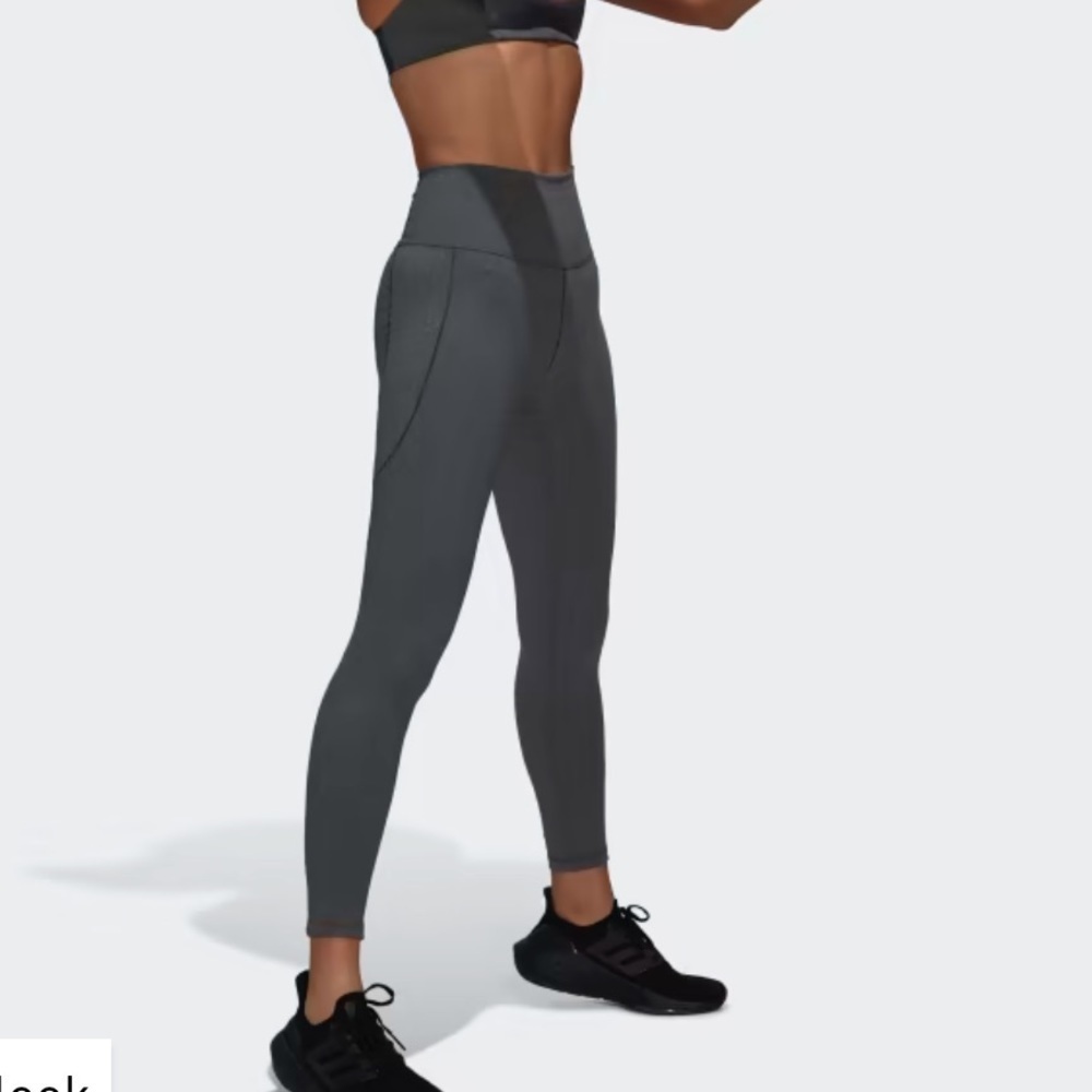 ADIDAS AEROREADY STUDIO YOGA LEGGINGS DARK GREY HEATHER HIGH RISE SIZE LARGE NWT